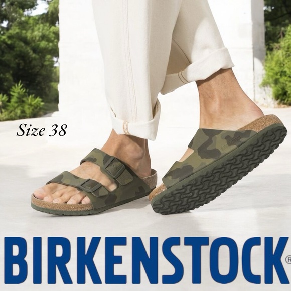 Birkenstock Shoes - Birkenstock Arizona Desert Soil Camo Green Soft Footbed